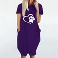 thumbnail image 3 of Femmes Loose Love Print O-Neck Pockets Robe décontractée à manches courtes, 3 of 4