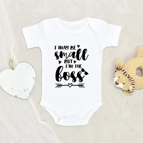 Newbabywishes - I'm Small But The Boss Baby Clothes for Boys and Girls - Funny Baby Clothing