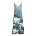 thumbnail image 5 of Uaswgudfs ​Sleeveless V-Neck Floral Summer Dress 2025 - Casual Midi Sundress with Asymmetric Hem & Flowy Design Blue-A S, 5 of 5