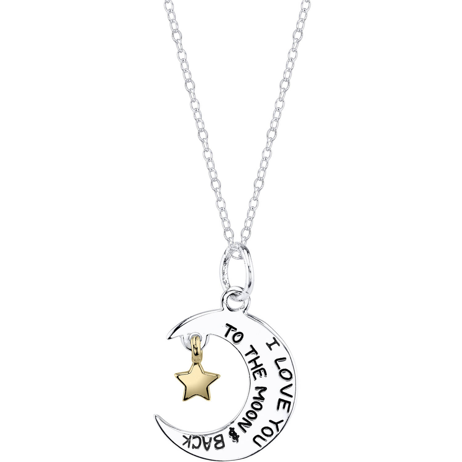 Little Luxuries Sterling Silver Two-Tone I Love You To Moon Necklace
