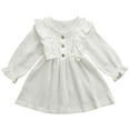 thumbnail image 1 of Splozh Robe Chandail de Noël pour Nouveau-Né Fille, Robe de Fête en Lin Uni à Boutons et Volants pour Tout-Petits Enfants Bébé Fille, Vêtements Blanc, 2-3 Ans, 1 of 5