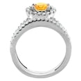 thumbnail image 2 of 10K White Gold Natural Citrine Round 6mm 2-Piece Engagement Ring Set Floating Halo Diamond, size 6, 2 of 4