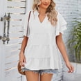 thumbnail image 2 of Womens Tops Clearance T Shirts for Women Fashion Double Layered Ruffle Sleeve Tops For Women Casual V Neck Tunic Tees Summer Loose Fit Solid Going Out Tops Blouse Womens Blouses, 2 of 7