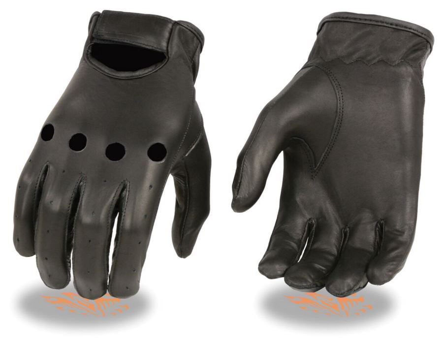 Black Harssidanzar Mens Leather Driving Gloves Goatskin Unlined L