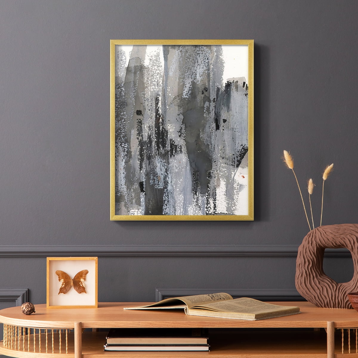 Loft Pastel III Framed Print in Gold Solid Wood Framed Print No Nail Hanging