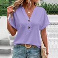 thumbnail image 3 of Womens Short Sleeve Henley Tops V Neck Dressy Casual Blouses Summer Trendy Tee Shirts 2026 Vacation Fashion Business Work Tops, 3 of 5
