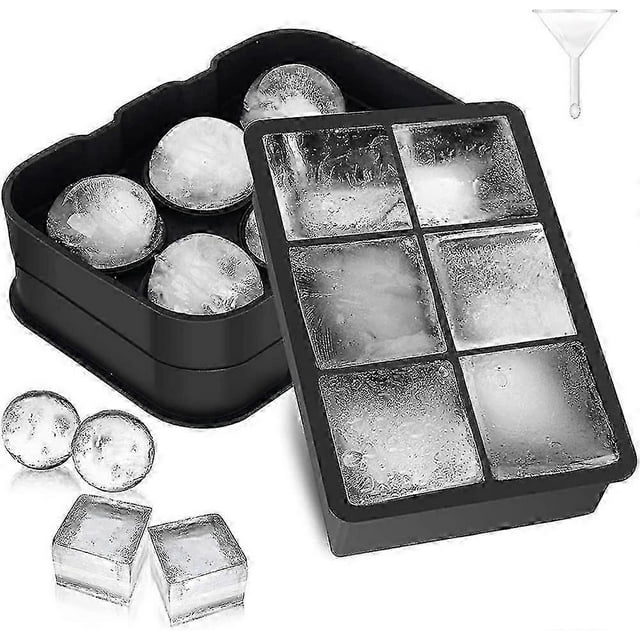 Ice Cube Mold, 2 Pieces Large Silicone Ice Cube Mold With Lid Ice Cube, 1 Square