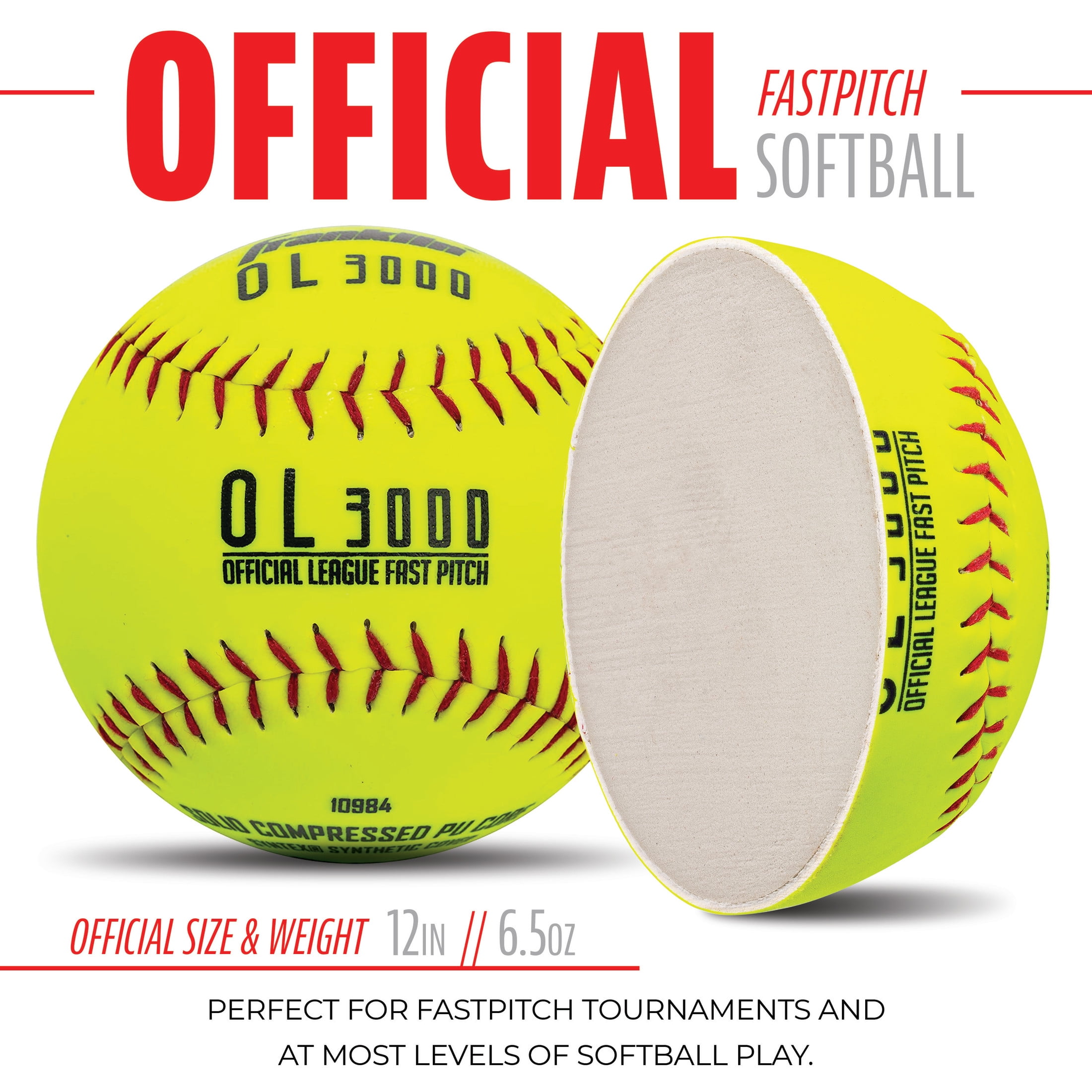 Franklin Sports Official Size Softballs - Fastpitch + Slowpitch Tournament Softballs - 12"