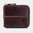 thumbnail image 1 of Ciaoed Men Genuine Leather Thick Wallet Multi-Card Card Holder Zipper Wallet - Coffee, 1 of 8