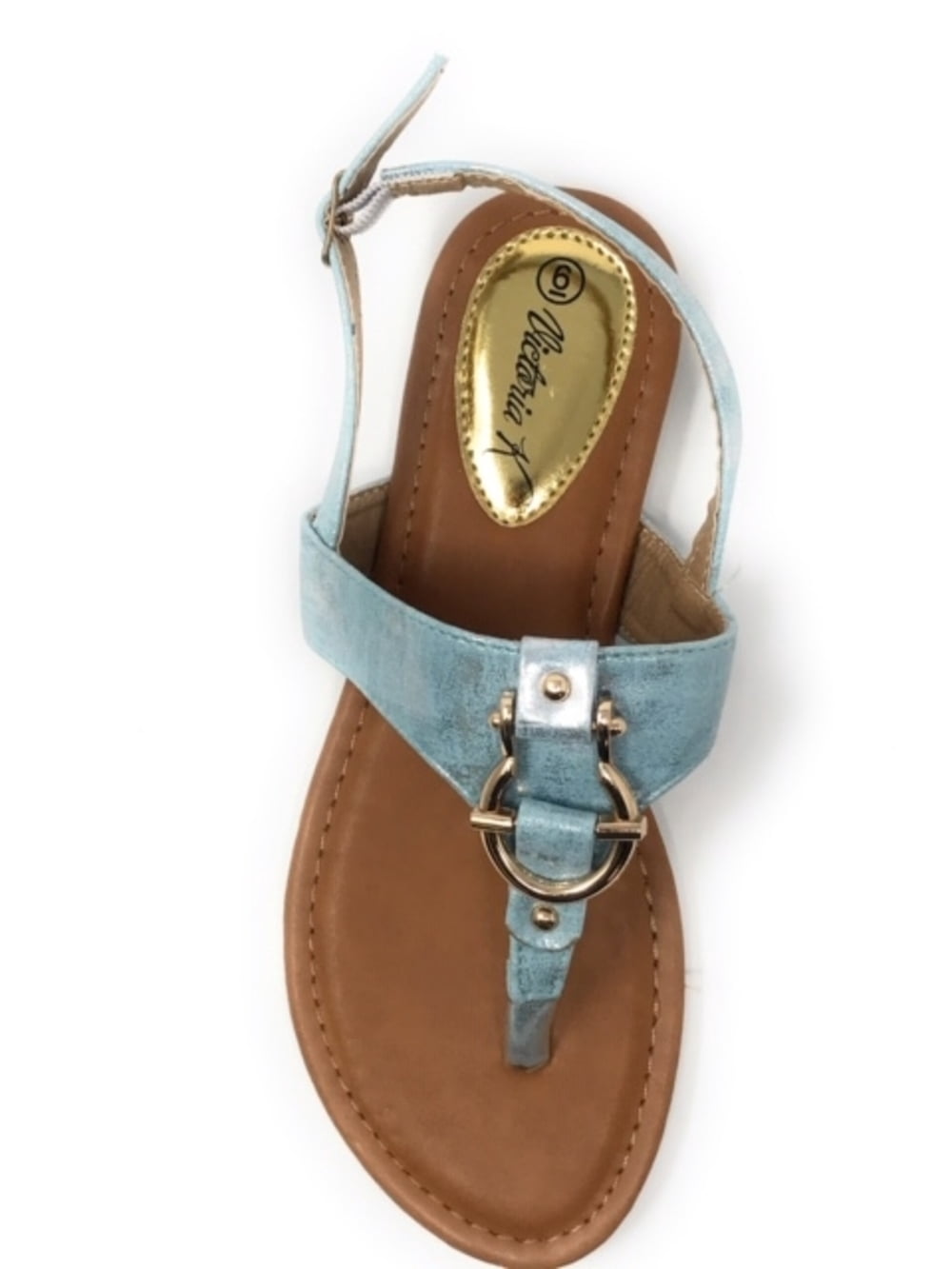 Victoria K Women's Gold Buckle Metallic Sandals