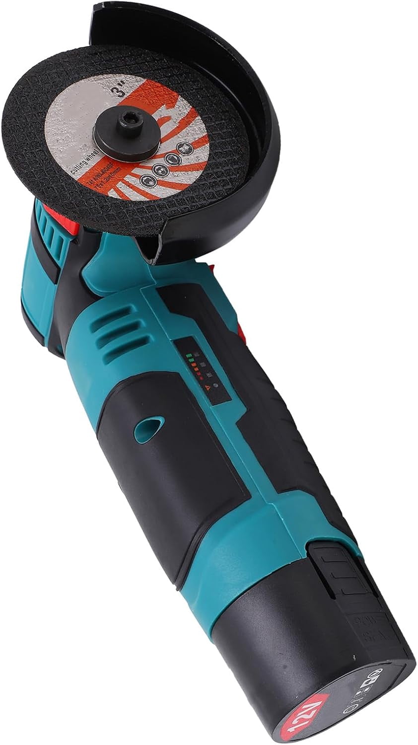 12V Brushless Angle Grinder Multifunctional Rechargeable Handheld Polisher Electric Cutting Grinding Tool US Plug AC 100-240V for Metal Wood DIY Projects (US Plug 1 Battery)