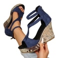 thumbnail image 4 of Casual Wedge Sandals for Women Back Zipper Open Toe Solid Color Plus Size Outdoor Shoes 1 Pair, 4 of 9