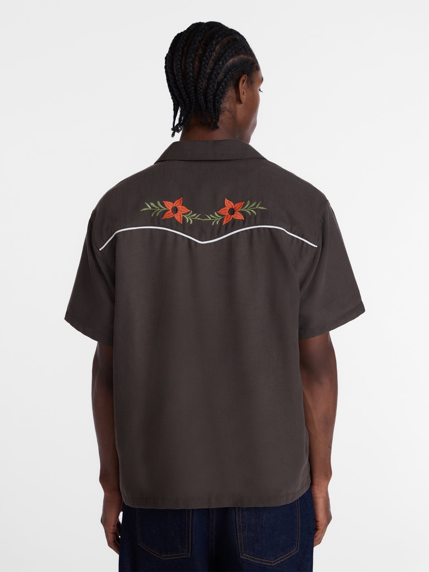 No Boundaries Embroidered Western Shirt with with Short Sleeves, Men's XS-5XB