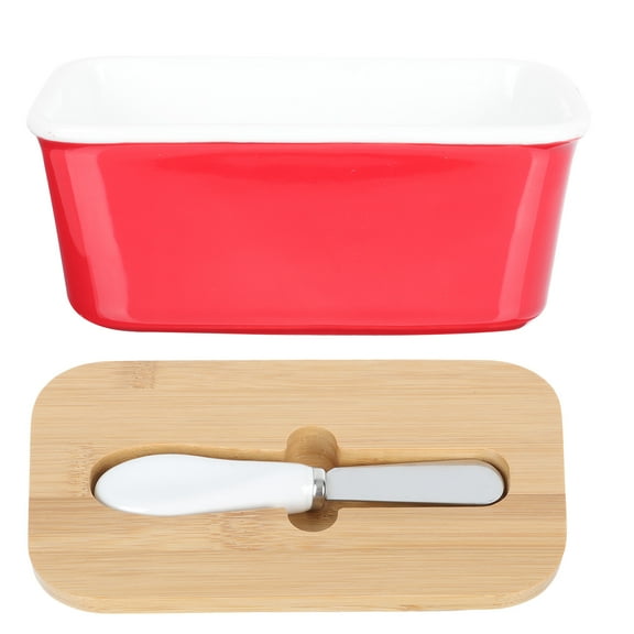 YOSADIER Covered Butter Dish with Lid 1 Set Red Rectangular for Hotel Use and Maintenance