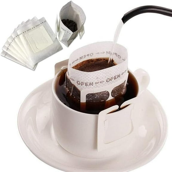 100pcs Coffee Filter Paper Bag, Non Woven Thickened Pour over Coffee Filter Single Serve Coffee Filters Drip Coffee Filter for Travel, Camping, Home, Office
