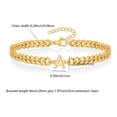 thumbnail image 2 of PAURO Cuban Link Initial Bracelet for Men Women Couples Letter A-Z Name Stainless Steel Silver Gold Plated Charm Personalized Simple Cuff Capital Monogram Jewelry Gold Letter P, 2 of 4
