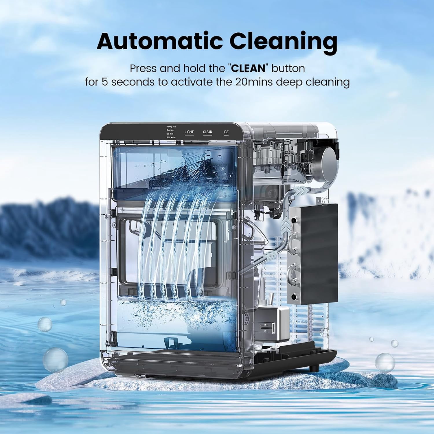 Havato Nugget Ice Maker Countertop,44Lbs/Day Soft Chewable  Nugget Ice Machine  with Self-Cleaning for Home,Stainless Steel