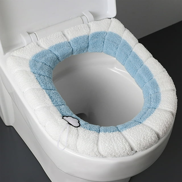 Rwvbm Housse de Siège de Toilette Douce et Chaude Lavable Réutilisable en Fibre pour Toilettes Rondes et Allongées Installation Facile Antidérapante Options Vertgrisrosebleu 11,81 Pouces