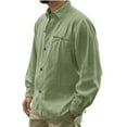 thumbnail image 3 of Camisa de Manga Larga de Lino de Algodón Delgada de Color Sólido Casual de Moda Para Hombres Blusa de Cárdigan Odeerbi ODB-6, 3 of 4