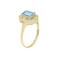 thumbnail image 2 of 10k White or Yellow Gold Vintage Style Genuine Emerald-Cut Aquamarine and Diamond Ring, 2 of 5