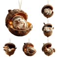 thumbnail image 2 of 6PCS Woodland Christmas Ornaments, Forest Animal Acorn Hanging Decorations, Rustic Acrylic Tree Ornaments for Christmas Tree Garland Wreath Home Holiday Decor, 2 of 7