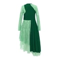thumbnail image 4 of Jowowha Robe de Danse à Sequins pour Filles Manches Longues Asymétrique Tunique de Prière Danse Lyrique Verte 6, 4 of 5