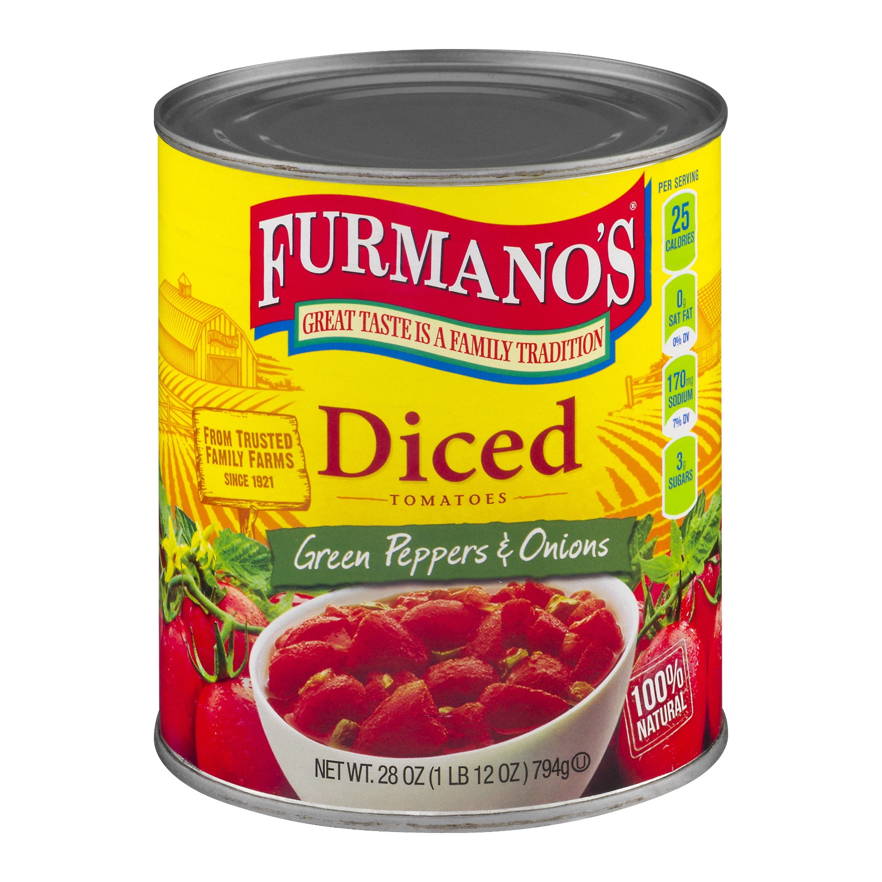 Furmano's® Green Peppers & Onions Diced Tomatoes 28 oz. Can