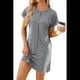 thumbnail image 1 of Vestido Camisero de Verano para Mujer, Informal, con Mangas , Cuello Redondo, Holgado, Minivestido Gris XXL, 1 of 10
