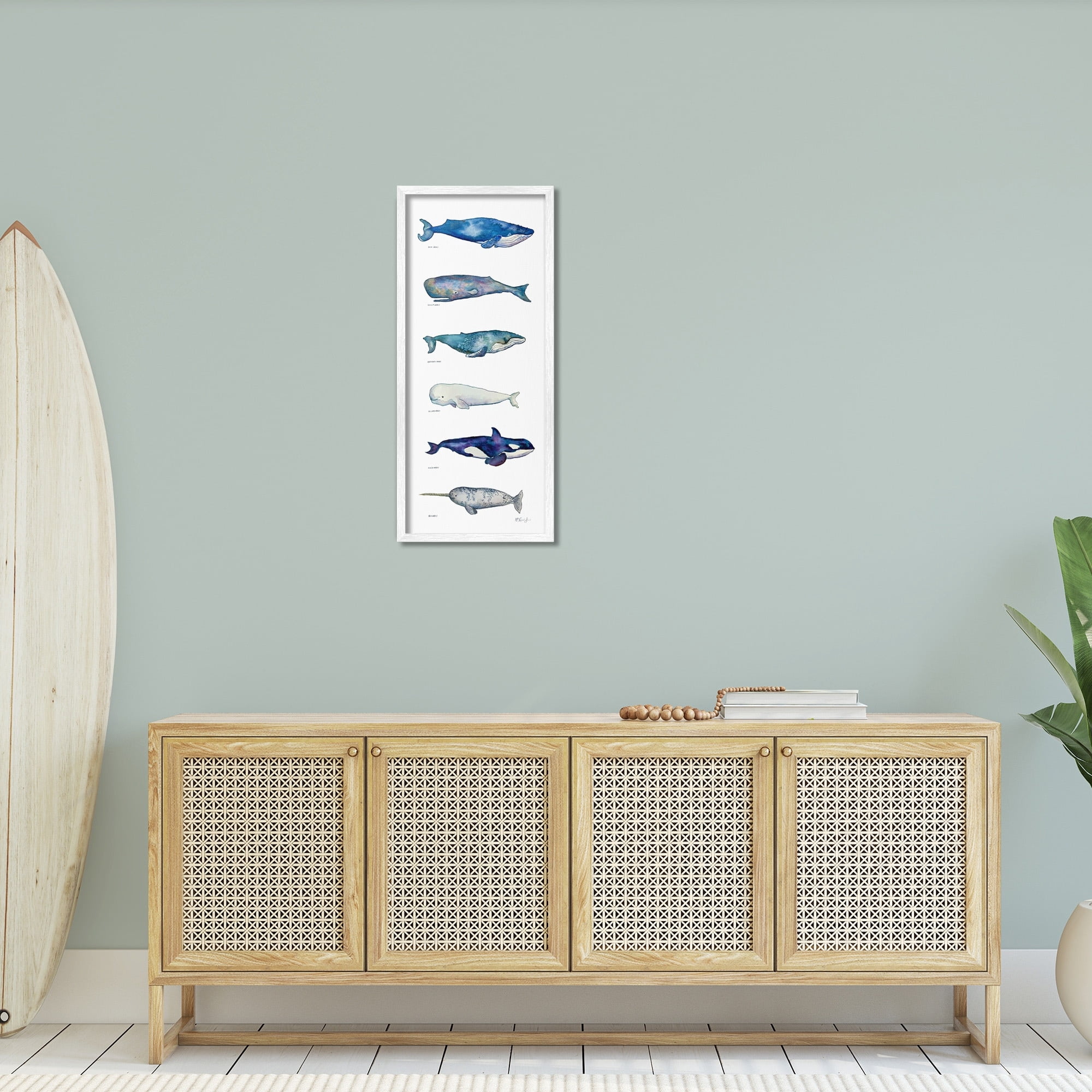 Stupell Industries Maritime Sea Life Ocean Whales Narwhal Chart Diagram , 13 x 30, Design by MB Cunningham