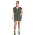 thumbnail image 2 of Terra & Sky Women's Plus Size Button-Front Knit Romper, 5" Inseam, 2 of 5
