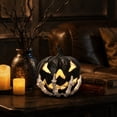 thumbnail image 4 of 8.6" Halloween Decorations Home Decor Led Light up Skeleton Holding-hollow Pumpkin Figurine Resin Statue Tabletop Ornament Halloween Table Centerpiece Holiday Gifts, Halloween Decor Indoor Tabletop, 4 of 6