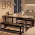 thumbnail image 2 of Huisuilinss Extendable Kitchen Table Set,3-Piece Dining Table Set For 4-6,Large Rectangle Dining Room Table With 2 Upholstered Benches For Apartment Living Meeting Room Saving Space, 2 of 9