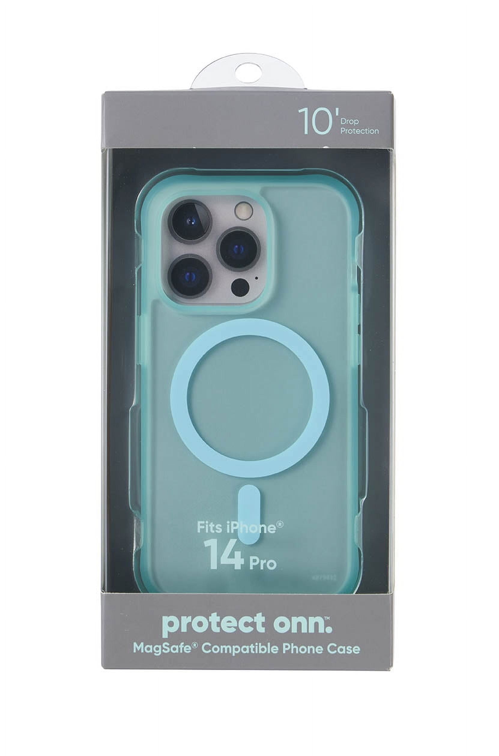 onn. MagSafe Compatible Phone Case for iPhone 14 Pro - Frosted Light Blue