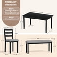 thumbnail image 7 of Furmax 6-Piece  Solid Wood Dining Table Set with 4 Chairs & 1 Bench,  58"  Table  for 4-6 People, Perfect for Family Kitchen/Dining Room/Restaurant with Linen Fabric For Softness, Black and Grey, 7 of 7
