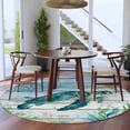 thumbnail image 4 of Ocean Turtle Round Living Room Rugs 8 ft, Coral Starfish Vintage Wood Texture Washable Large Area Rug with Non-Slip Sturdy Edge Binding Round Carpet for Dining Room Kitchen Office, 4 of 9