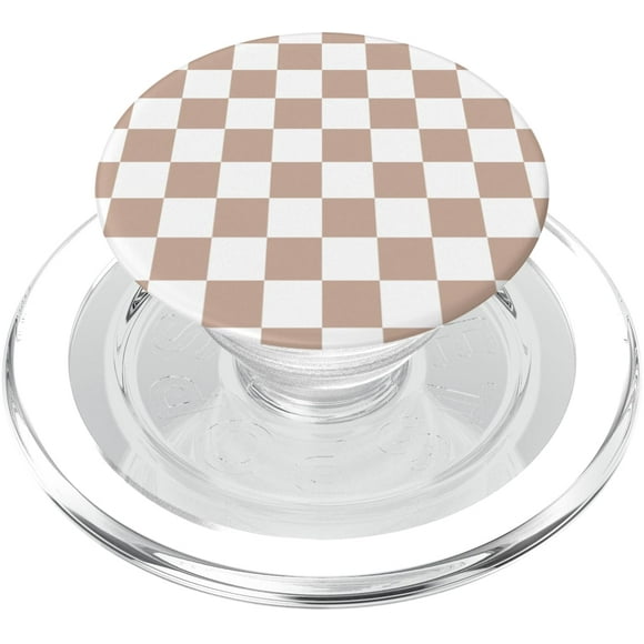 PopSockets PopGrip para tablero de ajedrez MagSafe, marrón y blanco