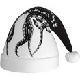 thumbnail image 1 of wonima44 Halloween Goth Bats and Moon Santa Hat, Adults Christmas Plush Beanie Hat for New Year Xmas Holiday Party, 1 of 1