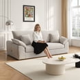 thumbnail image 2 of EOP 62.99" Wide Cloud Compression Sofa, Full Sponge Loveseat with Deep Seat, Upholstered Couch with 4 Pillows, No Assembly Required for Small Living Spaces, Camel, 2 of 9