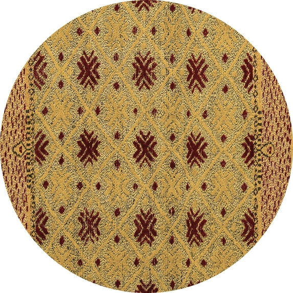 Ahgly Company Indoor Round Abstract Brown Modern Area Rugs, 7' Round