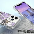 thumbnail image 3 of SaniMore for iPhone 15 Pro Max (6.7" 2023 Release) Case, Fashion Marble Pattern for Girls Women Shockproof Bumper Wireless Charging Hybird PC TPU Tri-layer Anti-drop Shell, Purple Grid Marble, 3 of 6