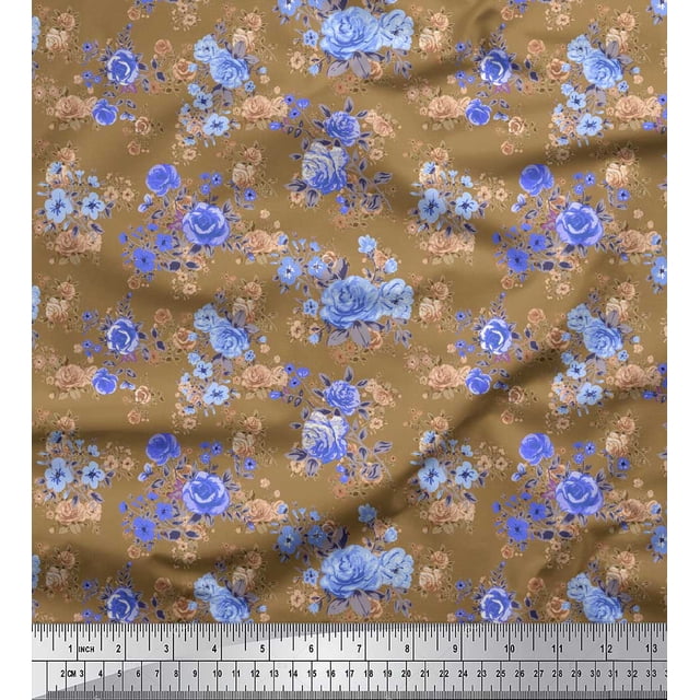 Soimoi Green Georgette Viscose Fabric Fruits Print Fabric by Yard 42 Inch Wide