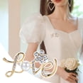 thumbnail image 2 of Broche Alphabet Fleur Style Perle Incrustée Ruban Nœud Papillon Boutons Strass pour Couture Épingle Corsage Broche pour Femmes Broche Orchidée Broche pour Robe de Mariée Broche en Vrac Nœud Papillon, 2 of 4