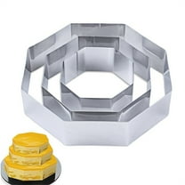 3 Pack Stainless Steel Cake Molds,Octagon Honeycomb Geometric Frame Baking Mold,3 Sizes Multilayer Cake Rings,for DIY Pancake Wedding Birthday Party Decoration By Scheam