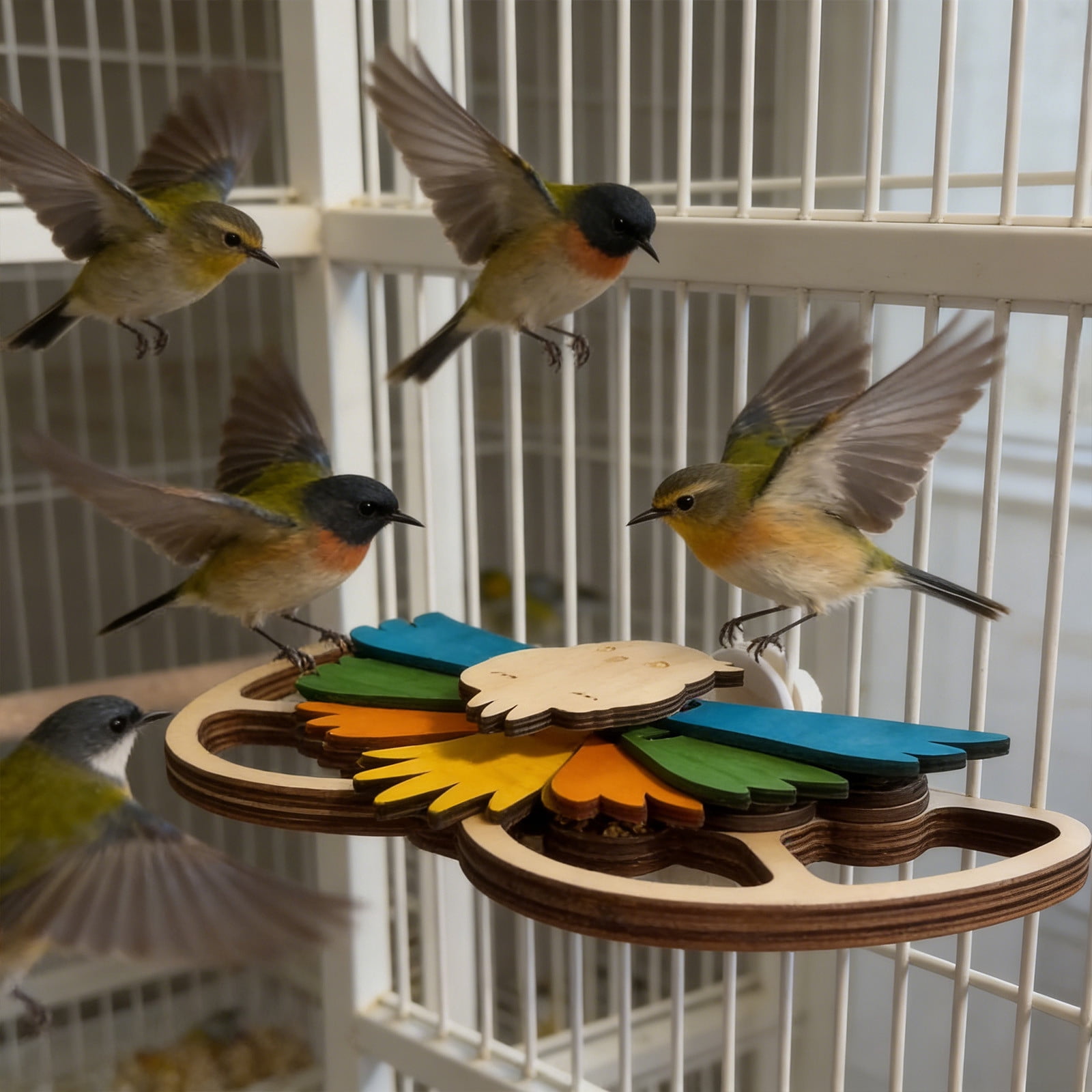 Wooden Bird Foraging Toy Puzzle Feeder Interactive Pet Training Toy Treat Dispenser Activity Enrichment Puzzle Toy for Cage Birds Mental Stimulation Daily Play Exercise Feeding Entertainment Tool