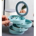 thumbnail image 3 of Rotating Jewelry Box Large Capacity with Mirror, 4-Layer Rotating Jewelry Storage Box for Bracelets Rings Earrings, Gift for Women(Blue), 3 of 6