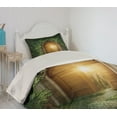 thumbnail image 2 of Ambesonne Green Quilted Coverlet 2 Pcs, Mystic Vivid Sun Beams, Twin Size, Green and Brown, 2 of 5