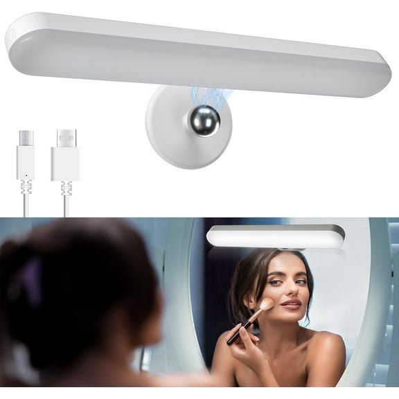 Wireless Vanity Lights for Mirror, Rechargeable Battery Operated Stick on Lamp, Adjustable Color Brightness & Angle Makeup Light, Cordless Magnetic LED Bar Renter Friendly Lighting Decor Gift