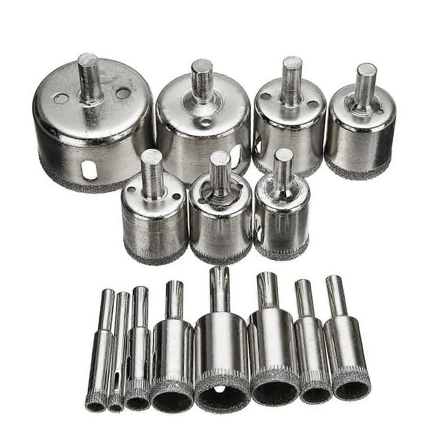 Juego de 15 brocas con revestimiento de diamante para azulejos, mármol, vidrio, cerámica, sierras de corona, brocas para herramientas eléctricas de 6 mm a 50 mm.