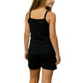 thumbnail image 5 of SGFCWSX Girls 2-Piece Outfit, Spaghetti Strap Tank Top and Elastic Waist Shorts, Teens Soft Breathable Casual Clothing Set Black Size 13-15Years, 5 of 5