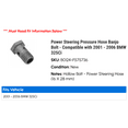 thumbnail image 2 of Power Steering Pressure Hose Banjo Bolt - Compatible with 2001 - 2006 BMW 325xi 2002 2003 2004 2005, 2 of 2